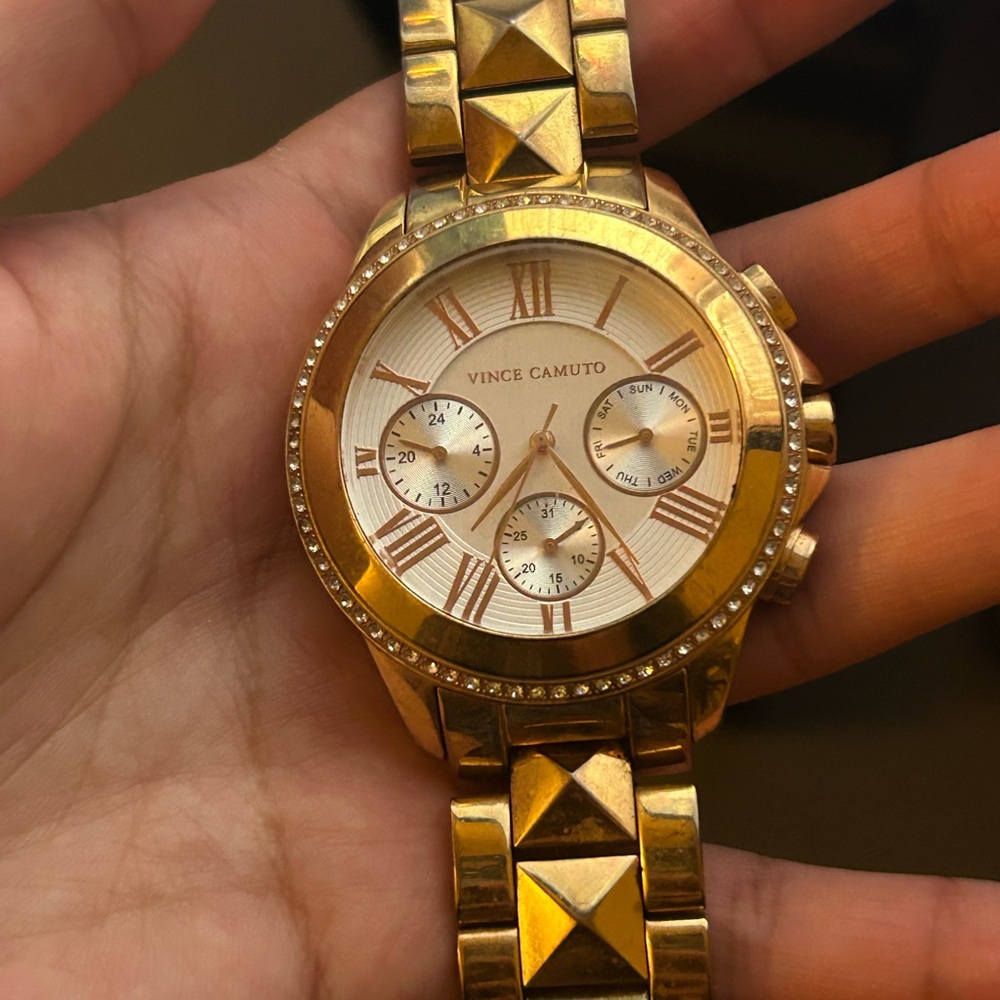 Vince Camuto Gold-Tone Studded Watch
